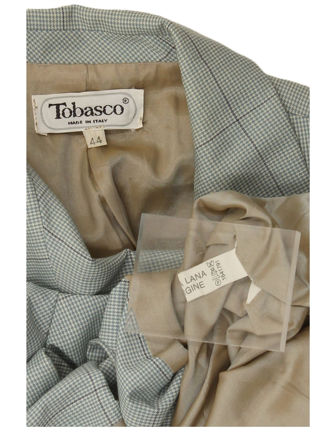 Vintage mujer 2 botones Blazer chaqueta IT 44 lana de pata de gallo azul medio