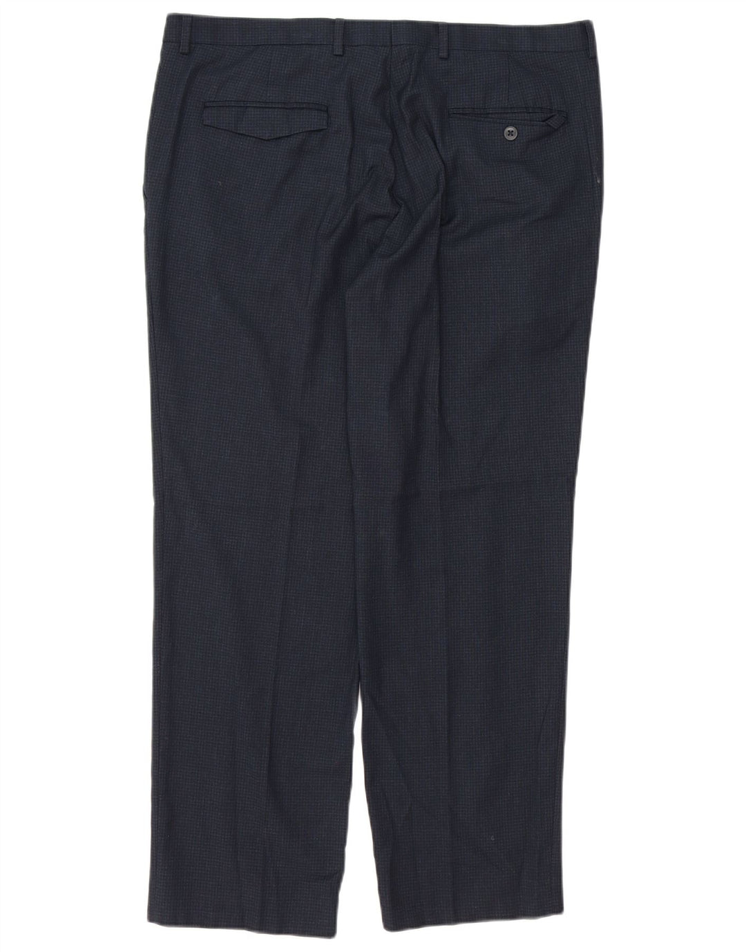 Marks & Spencer Pantalón de traje entallado para hombre W36 L29 Cuadros azul marino