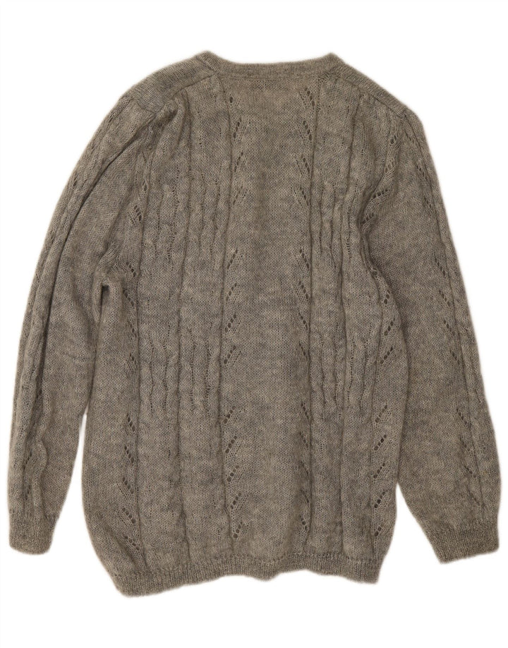 Vintage mujer Cardigan suéter Reino Unido 14 gris medio