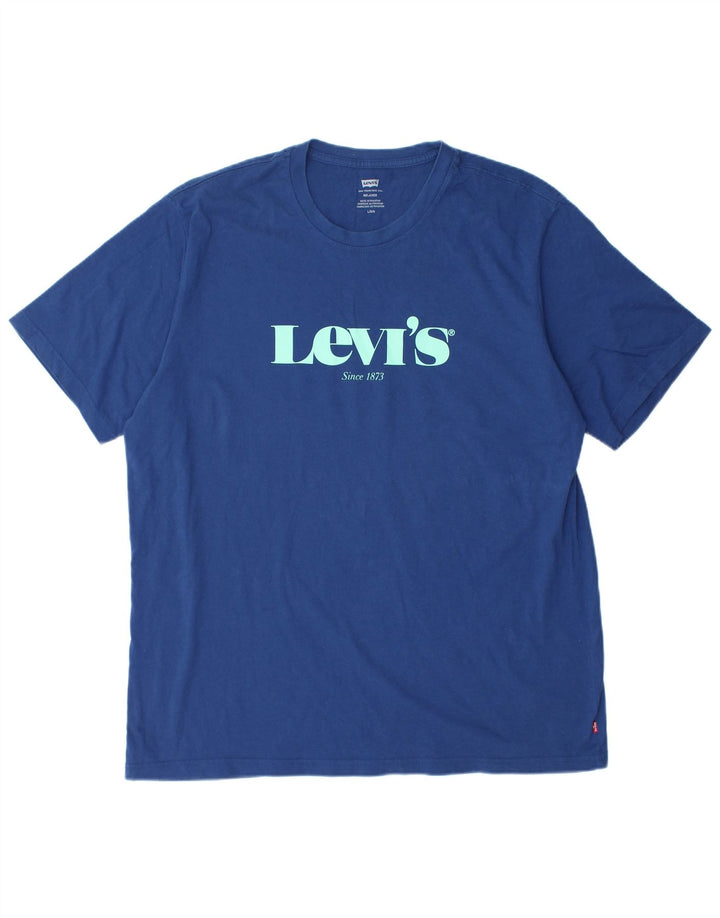 LEVI'S Camiseta con gráfico relajado para hombre, talla grande, azul marino