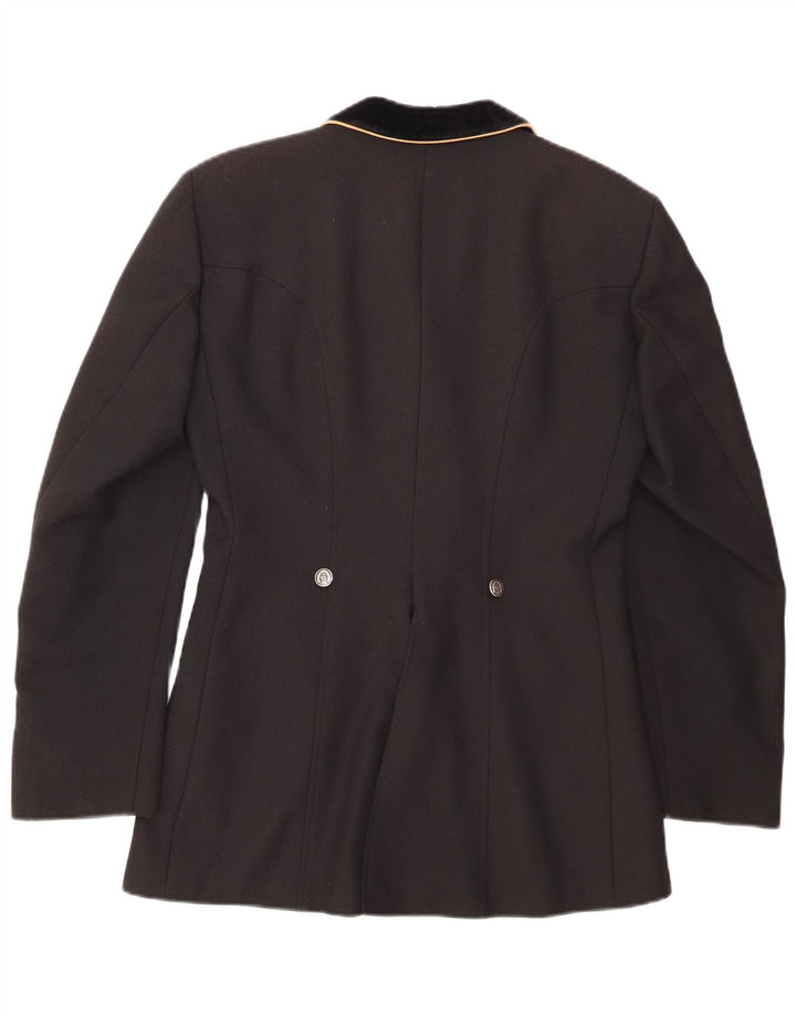 VINTAGE Chaqueta Blazer de 4 Botones para Mujer Reino Unido 12 Poliéster Negro Medio