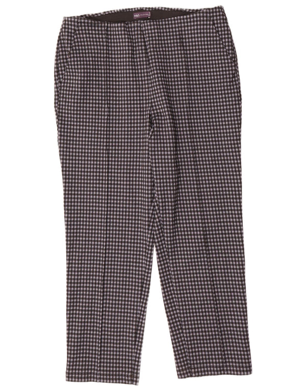 MARKS & SPENCER Pantalones chinos para mujer UK 18 XL W36 L28 Pata de gallo negra