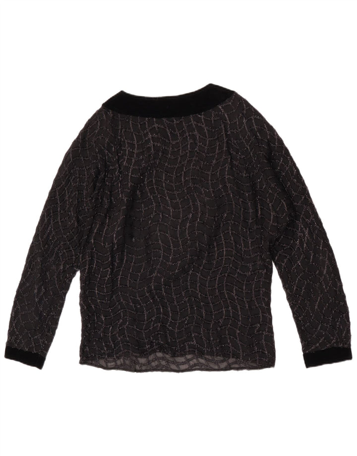 Vintage mujer ver a través de blusa Top Reino Unido 16 grande negro rayas
