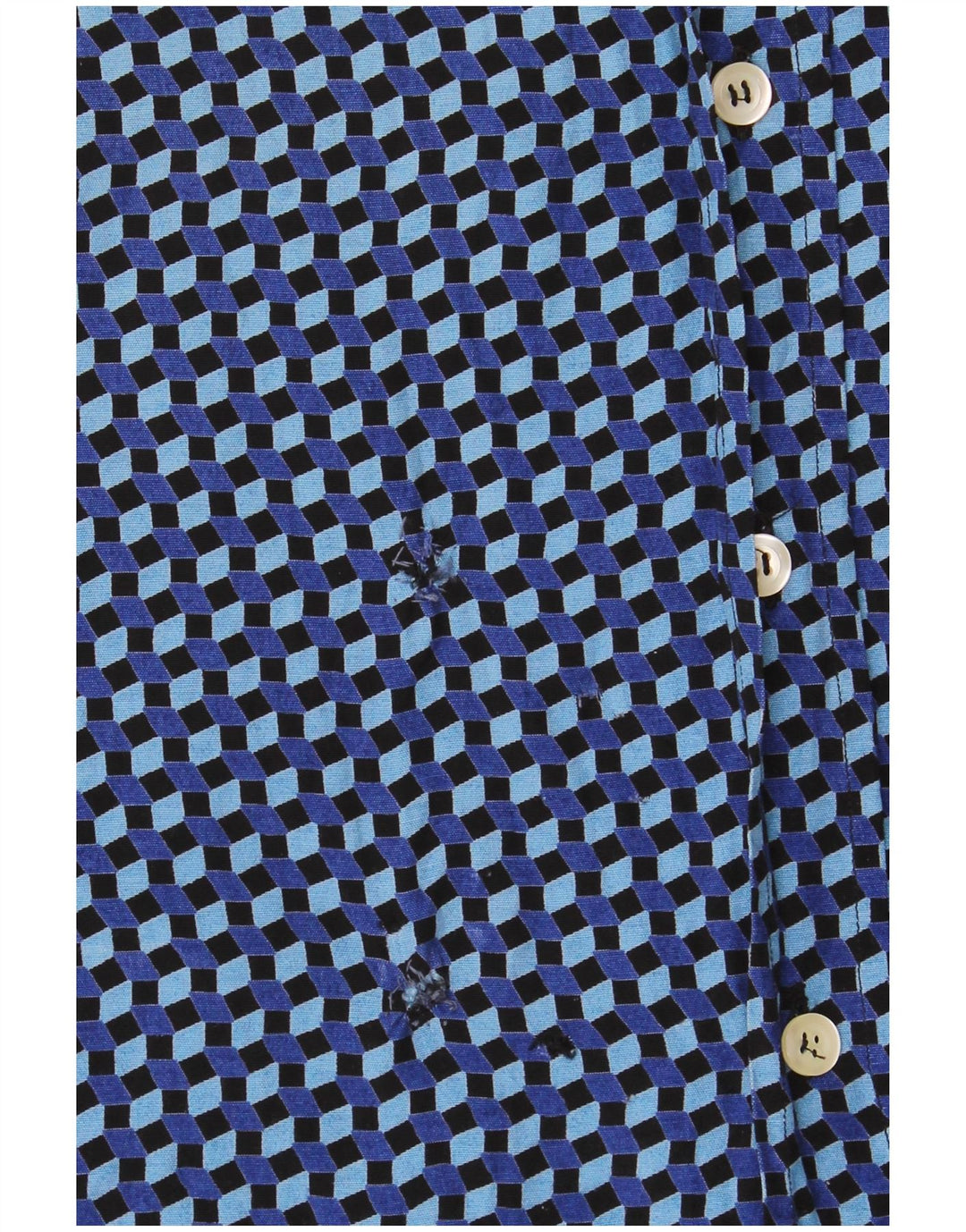 Camisa vintage de manga corta para hombre 2XL Azul Geométrico