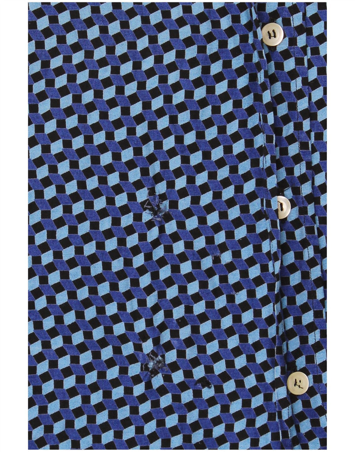 Camisa vintage de manga corta para hombre 2XL Azul Geométrico
