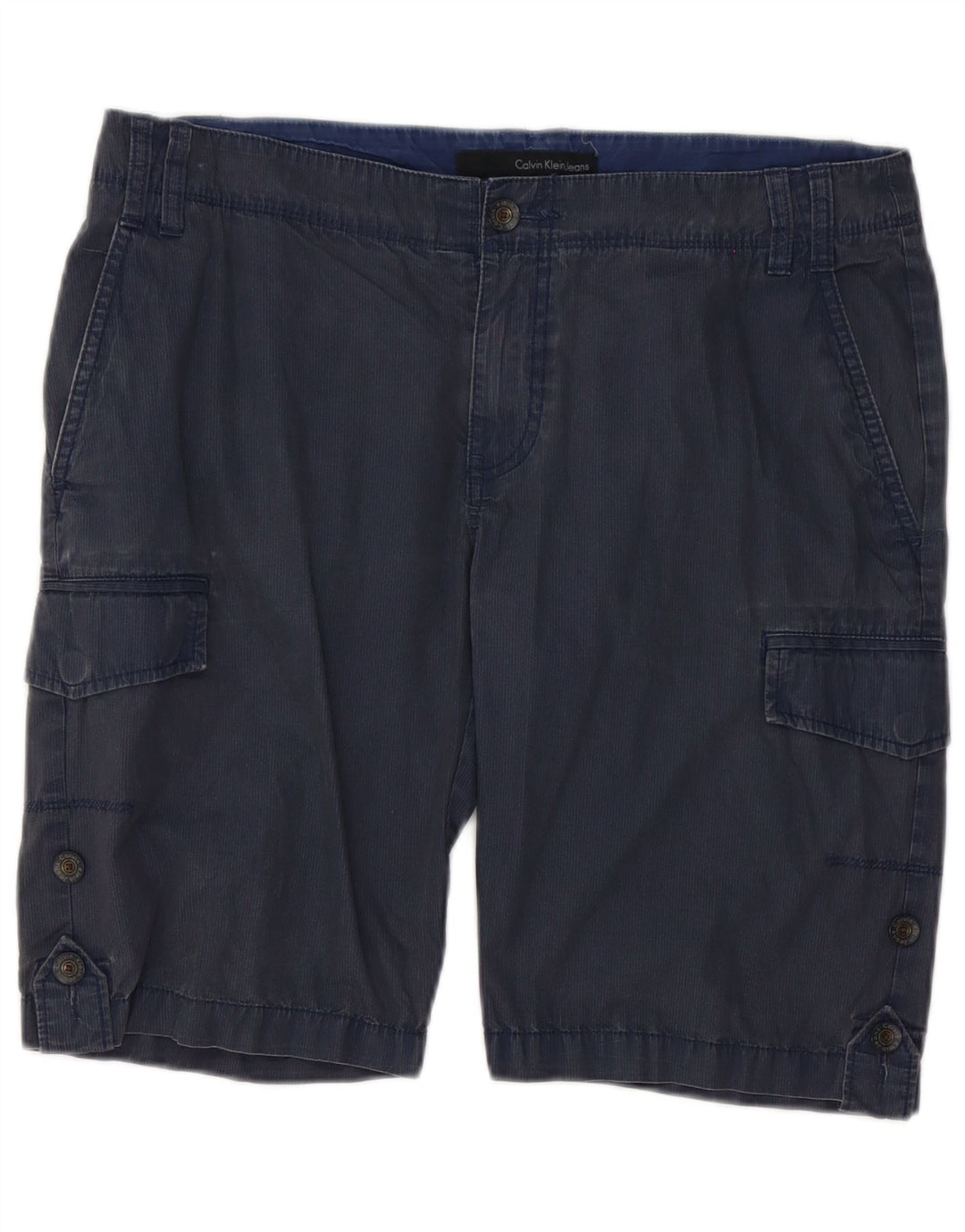 Shorts cargo Calvin Klein para hombre W33 Algodón a rayas azul marino mediano