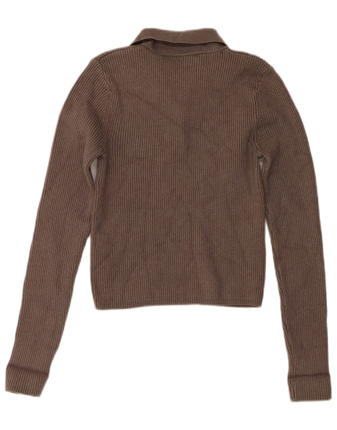 Zara - Jersey de cuello polo para mujer, talla 40, viscosa gris medio