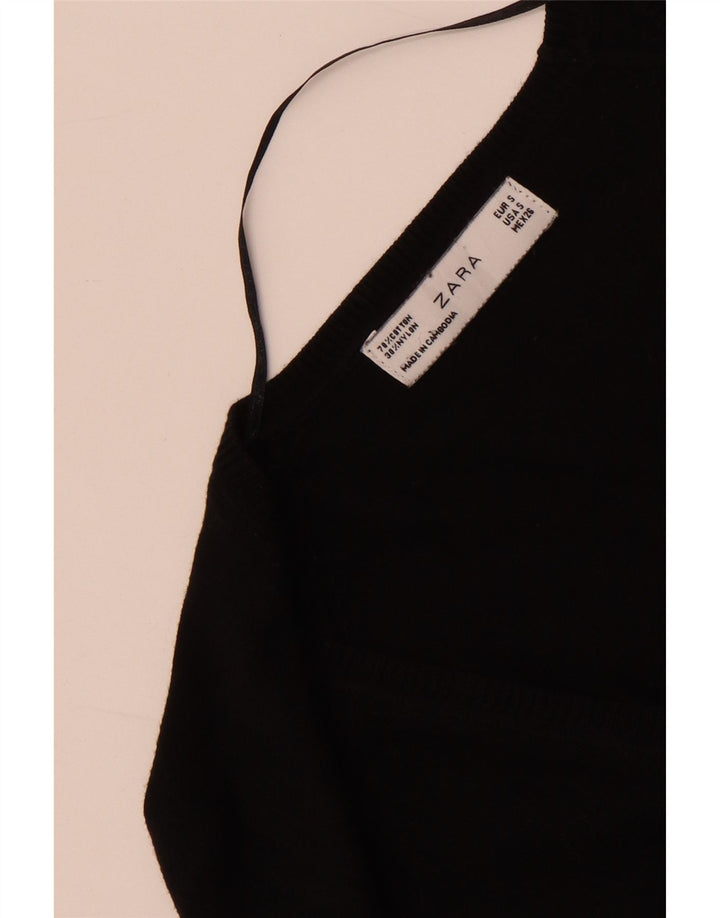 Zara Mujer Cárdigan Suéter UK 10 Pequeño Algodón Negro