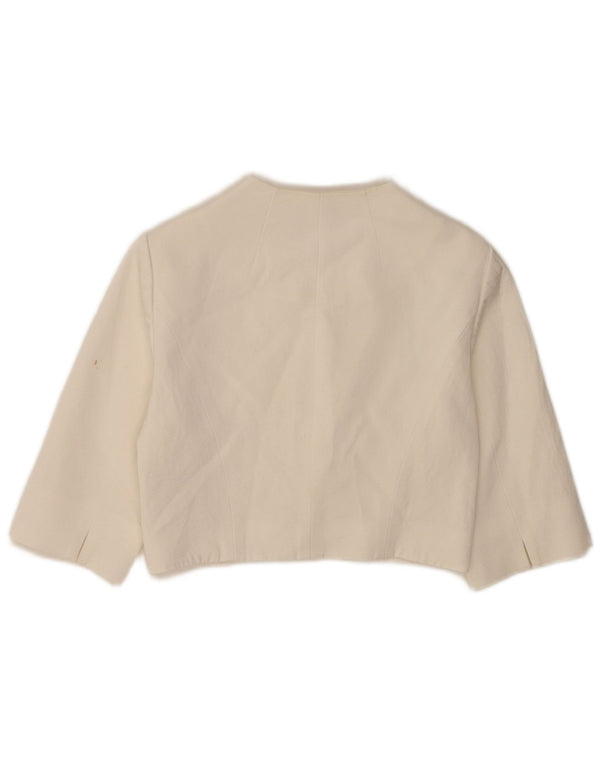 Coast Chaqueta Bolero Abierta de Manga 3/4 para Mujer UK 40 Viscosa Blanca Mediana