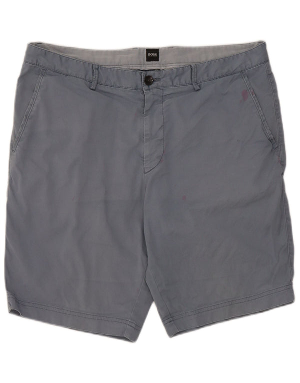 Hugo Boss Pantalones cortos chinos para hombre IT 50 Large W34 Algodón azul