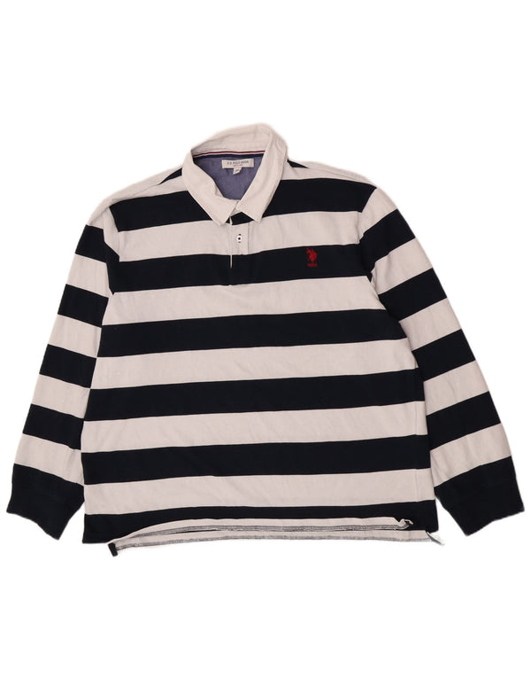 Asociación de Polo de EE. UU. Polo de rugby de manga larga para hombre 2XL Azul marino a rayas