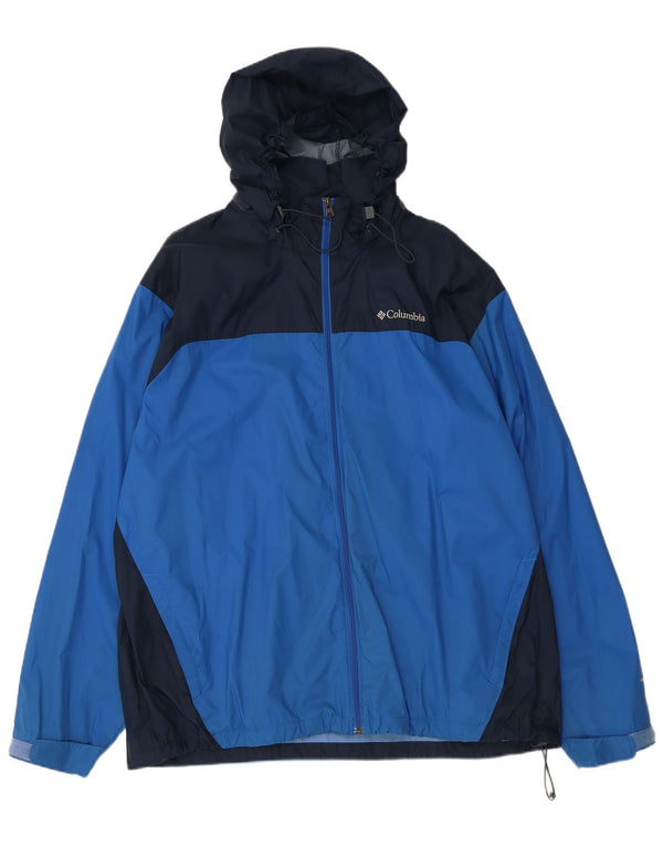 Columbia Chubasquero con capucha para hombre UK 42 XL Nylon color block azul