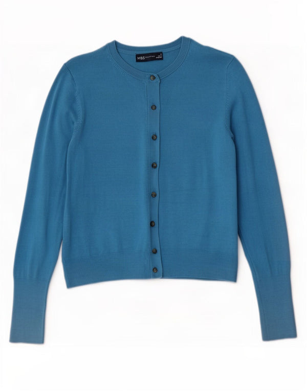 Marks & Spencer Suéter tipo cárdigan corto para mujer UK 10 Small Turquesa Viscosa