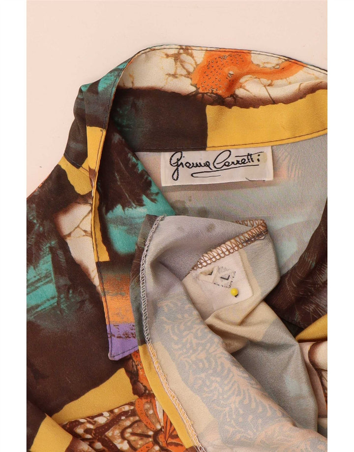 Vintage mujer camisa blusa Reino Unido 16 gran patchwork multicolor