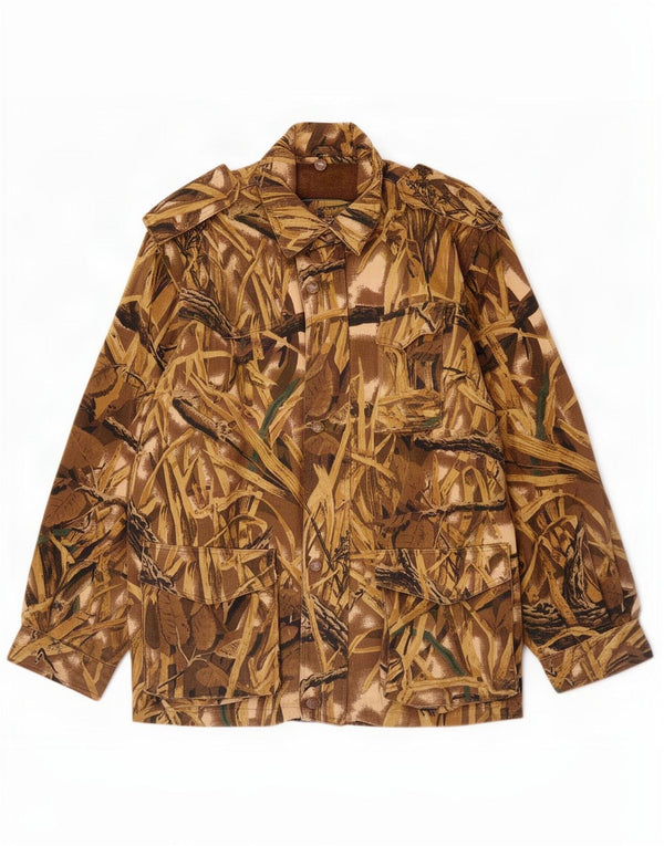 Isla de Piedra Chaqueta Militar Hombre UK 42 XL Algodón Camuflaje Marrón