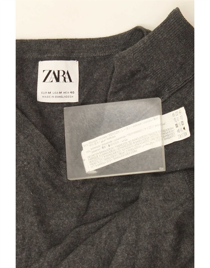 Zara Hombre Jersey Cuello Pico Viscosa Gris Medio