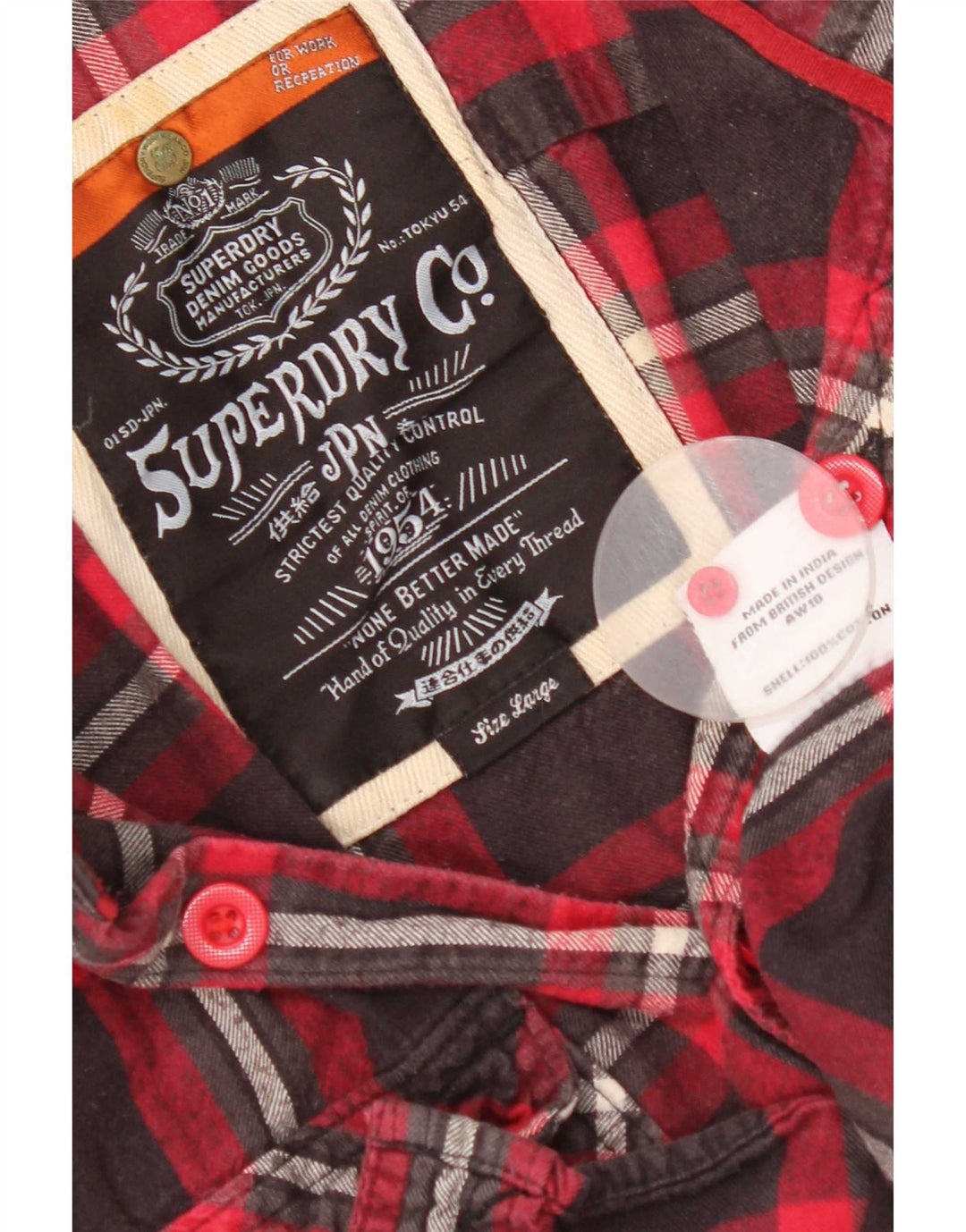 Superdry Camisa De Franela De Algodón Con Cuadros Rojos Grandes