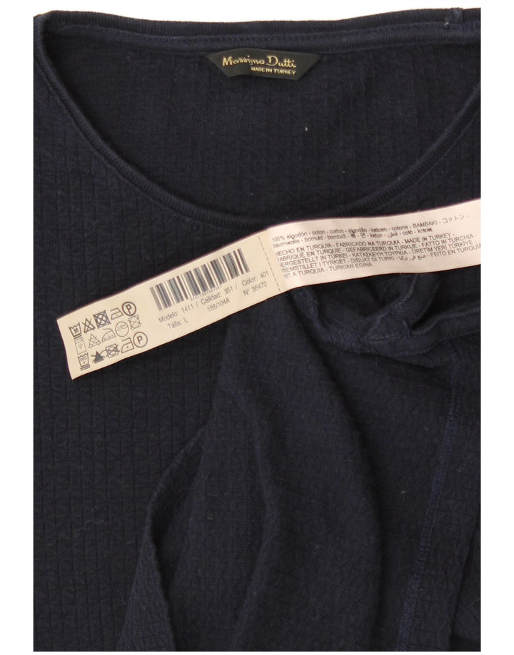 Massimo Dutti Camiseta Mujer Top UK 44 Large Azul Marino Algodón