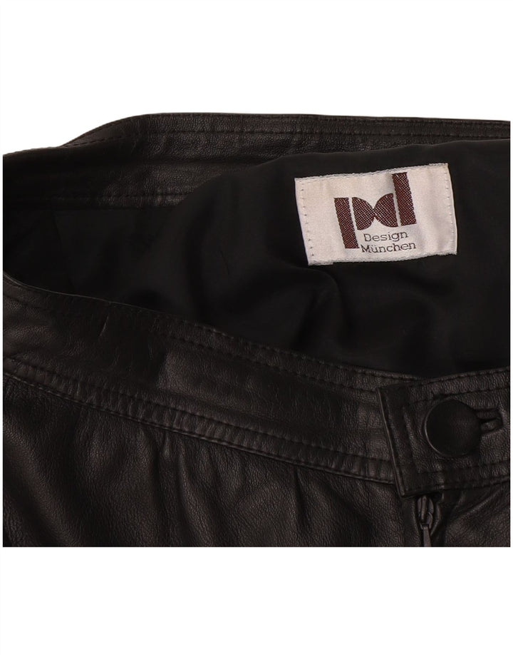 Falda de cuero vintage para mujer W28 Negro medio
