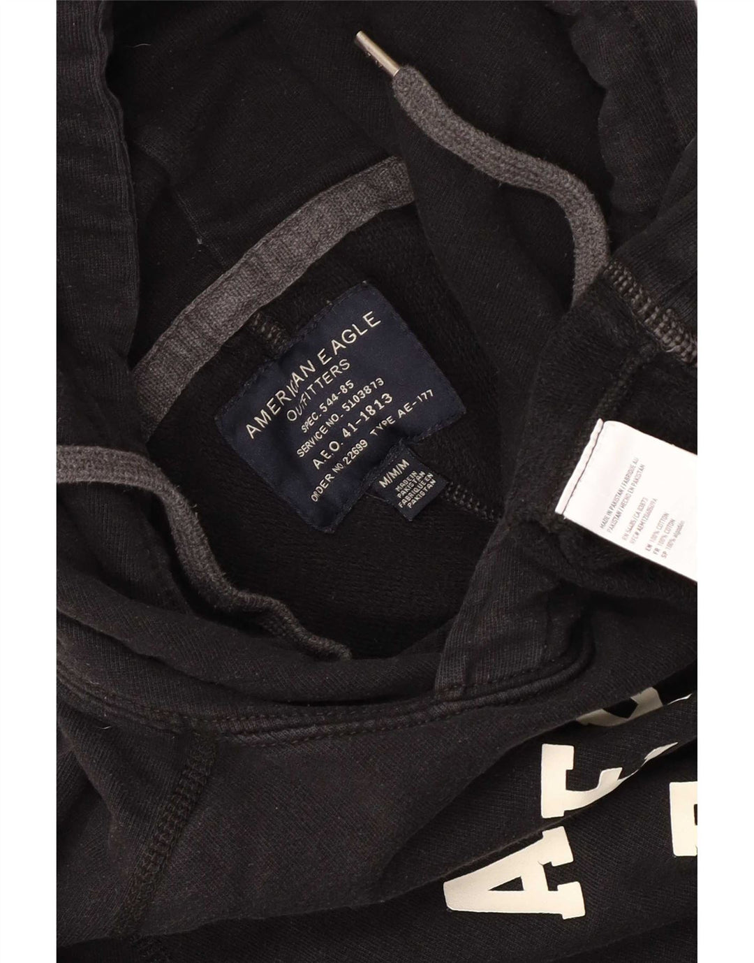 American Eagle Jersey con capucha gráfica para hombre Algodón negro mediano