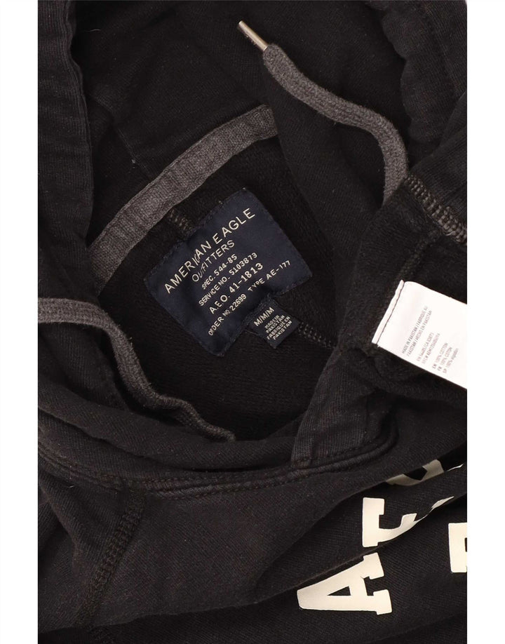 American Eagle Jersey con capucha gráfica para hombre Algodón negro mediano