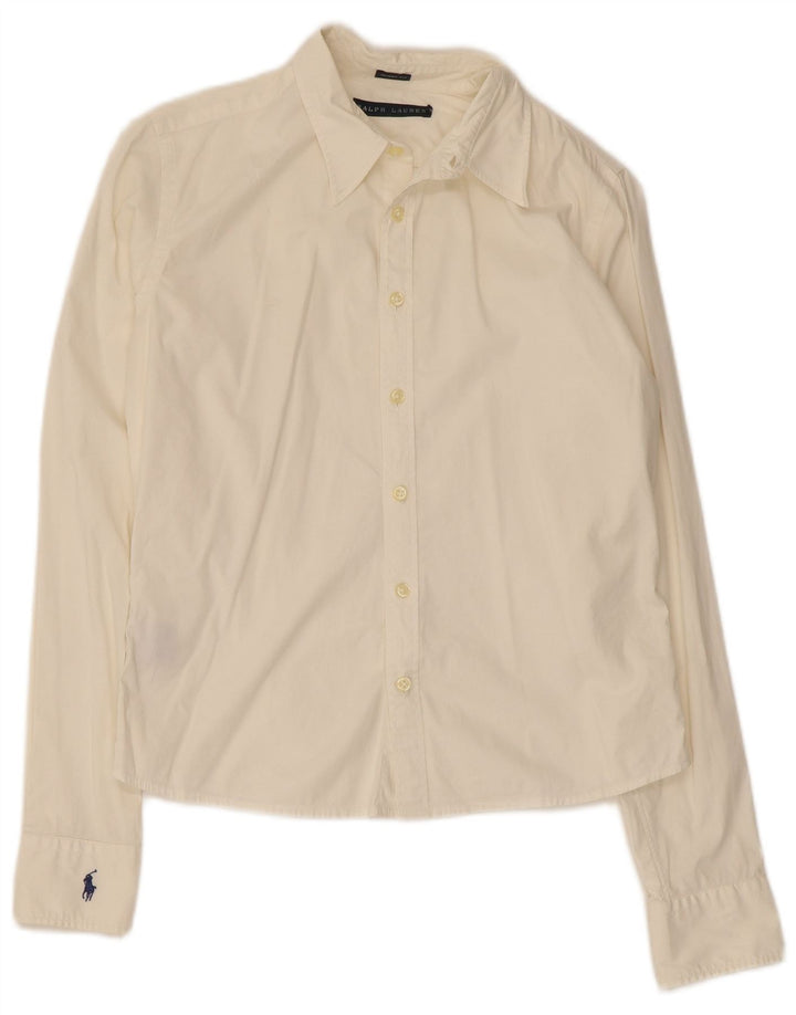 Ralph Lauren - Camisa ajustada para mujer, talla 8, mediana, color blanco