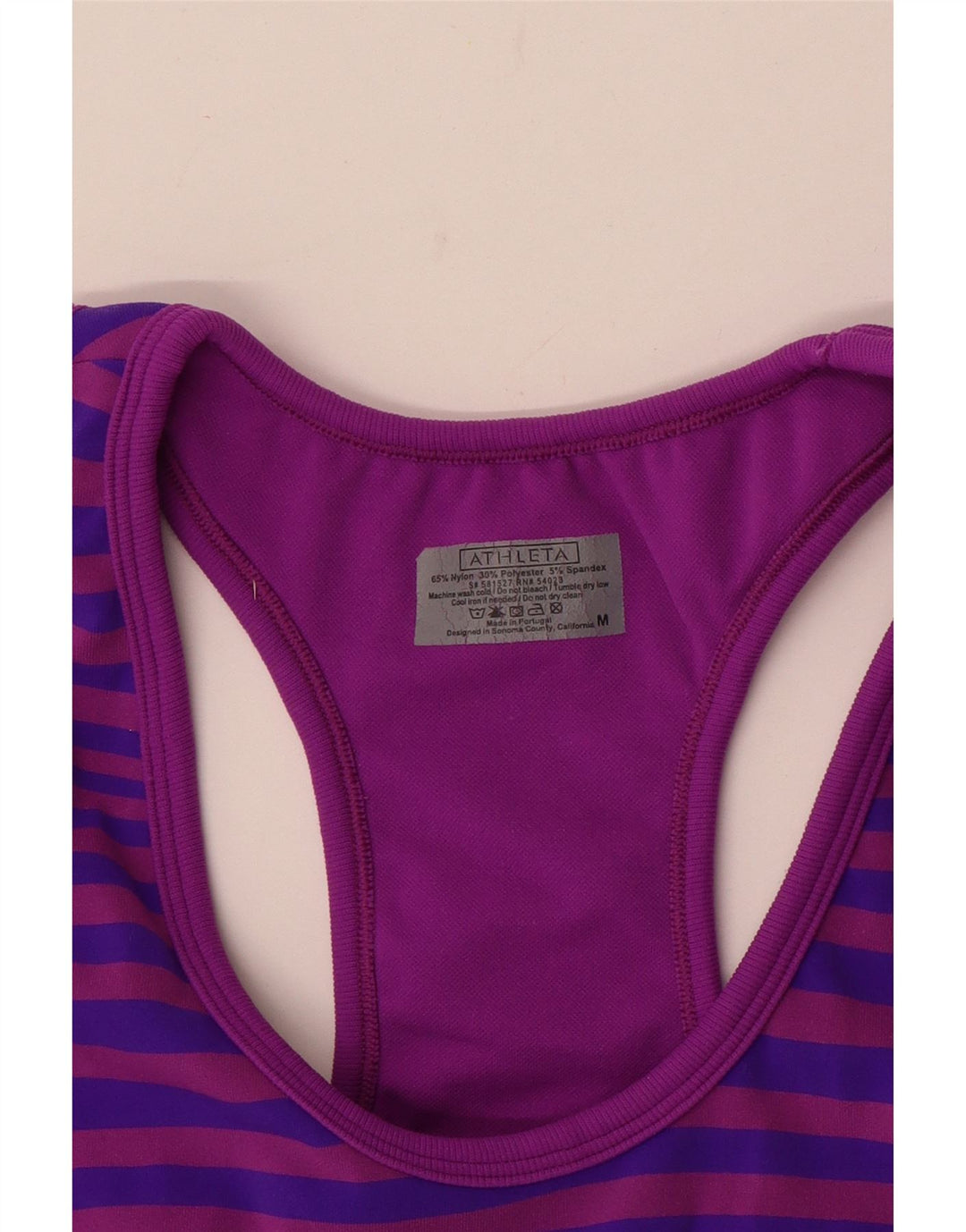 Athleta - Camiseta sin mangas para mujer, talla 40, nailon a rayas, color morado mediano