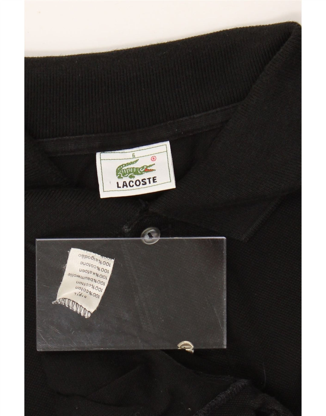 LACOSTE Polo para hombre Talla 6 XL Algodón negro