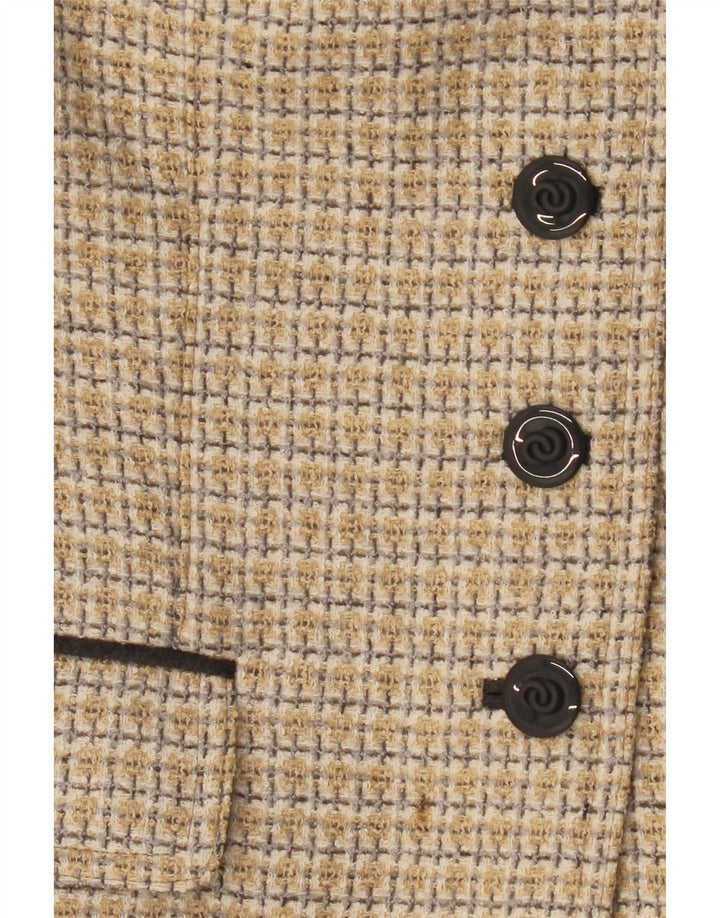 Barbara Kessels Chaqueta tipo blazer de 4 botones para mujer EU 38 Lana a cuadros beige mediana