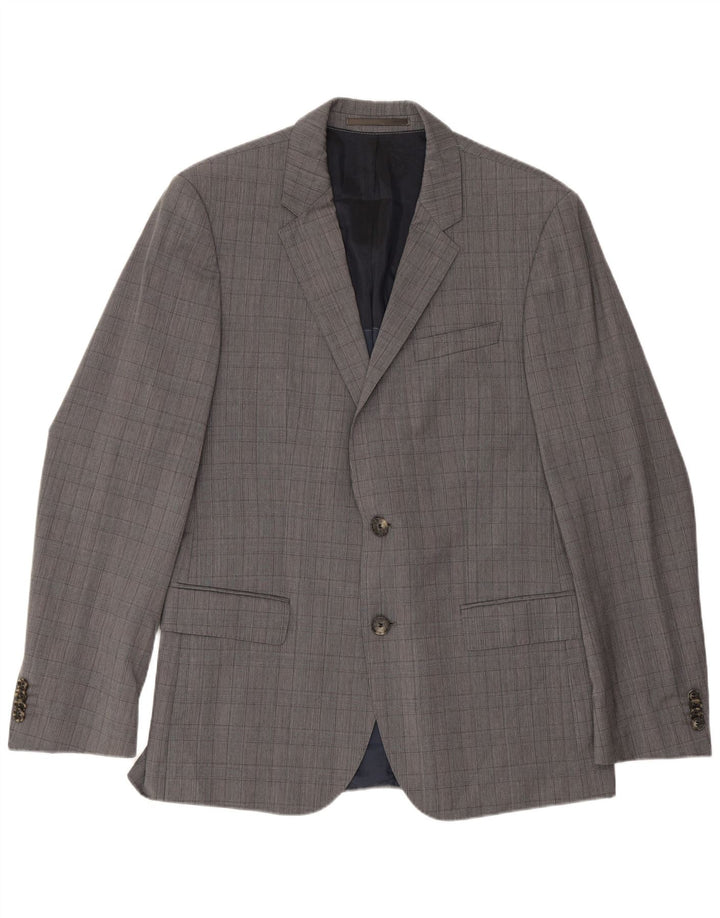 Hugo Boss Chaqueta tipo blazer de 2 botones para hombre EU 48 Lana virgen a cuadros gris medio