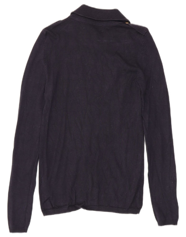 Zara - Jersey con cuello y cremallera para mujer, talla 40, talla M, viscosa, color azul marino