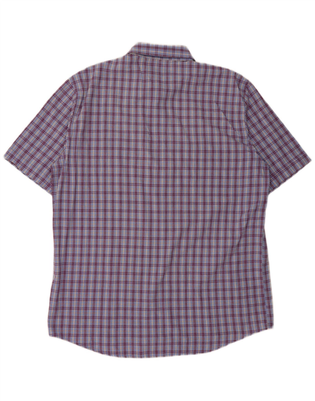 Camisa de manga corta Crown para hombre de algodón a cuadros azules grandes
