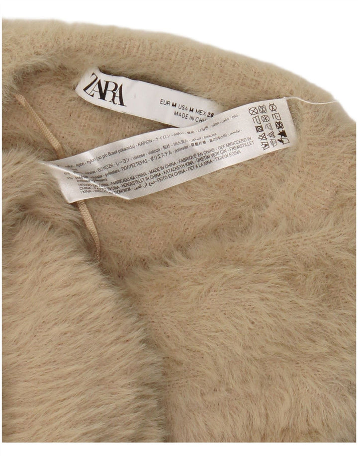 Zara Mujer Cárdigan Suéter UK 44 Medium Beige Nylon