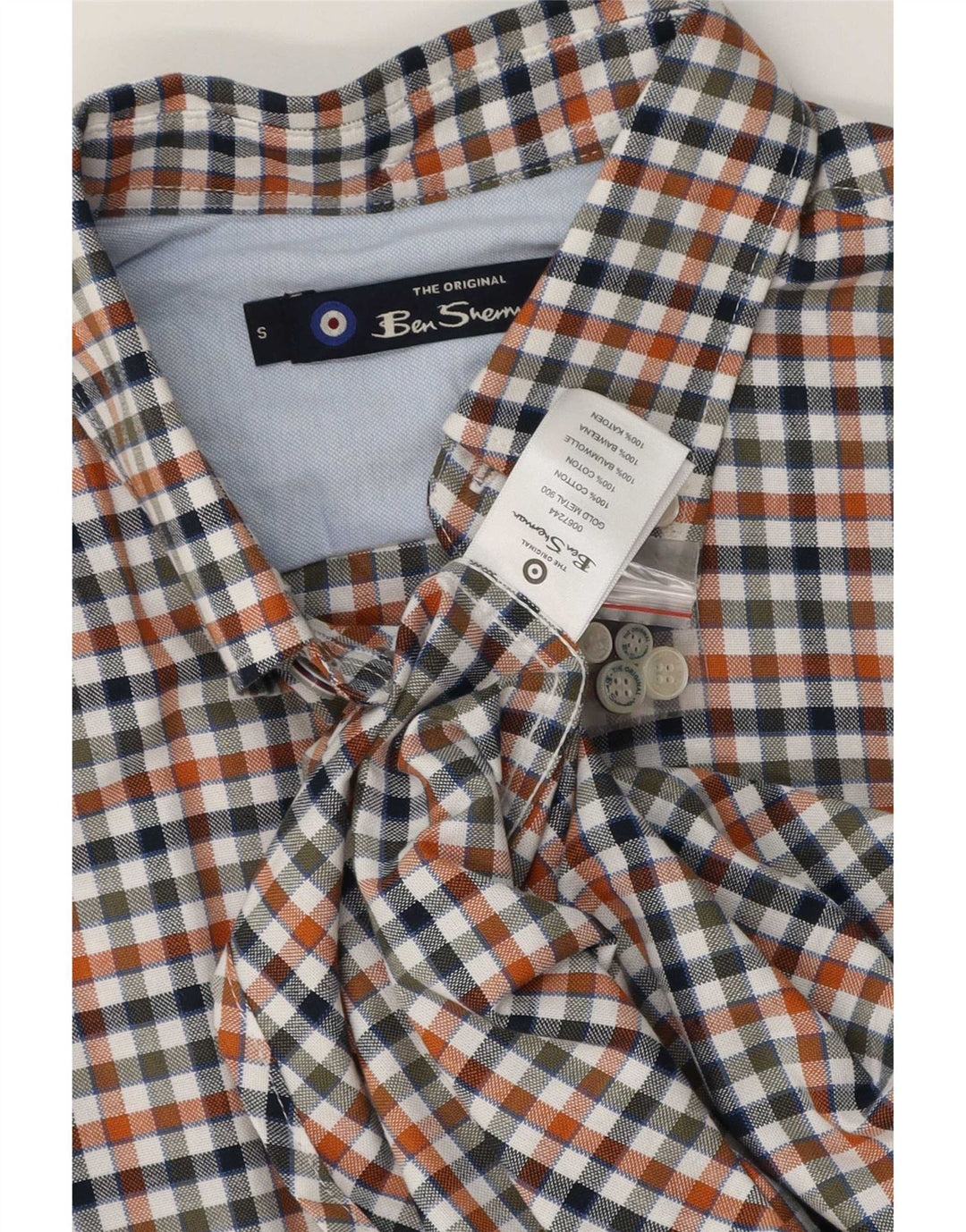 Ben Sherman Camisa de corte clásico para hombre pequeña de algodón a cuadros multicolor