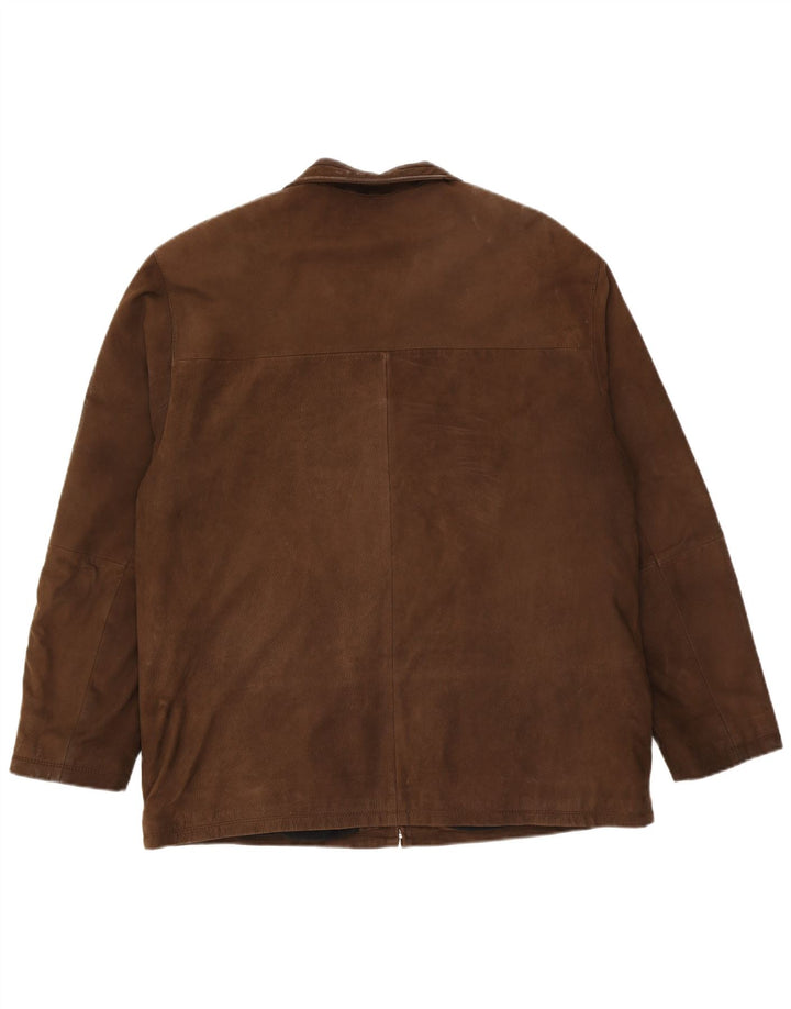 Bugatti Chaqueta de cuero para hombre UK 38 Cuero marrón medio