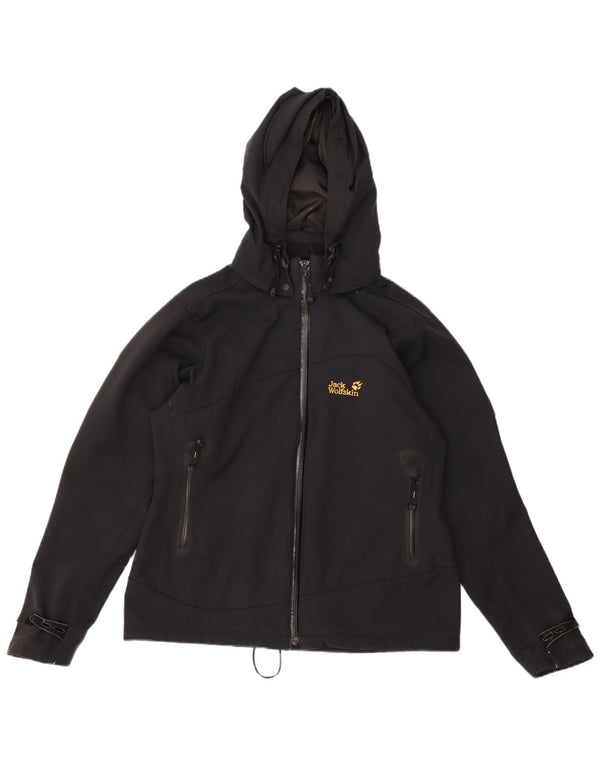 Jack Wolfskin Chaqueta cortavientos con capucha para mujer, talla 40, color negro