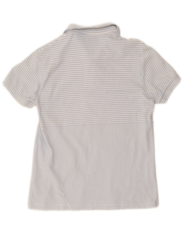 French Connection Polo ajustado para hombre de algodón a rayas azules grandes