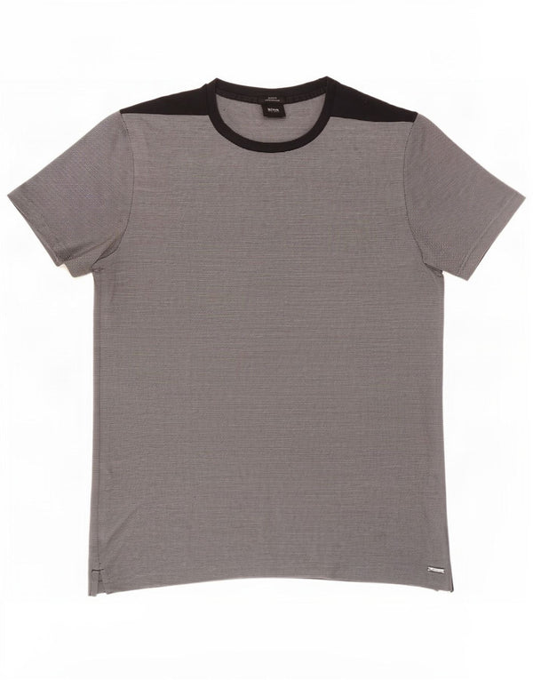 Hugo Boss Camiseta ajustada para hombre Top gris medio con bloques de color
