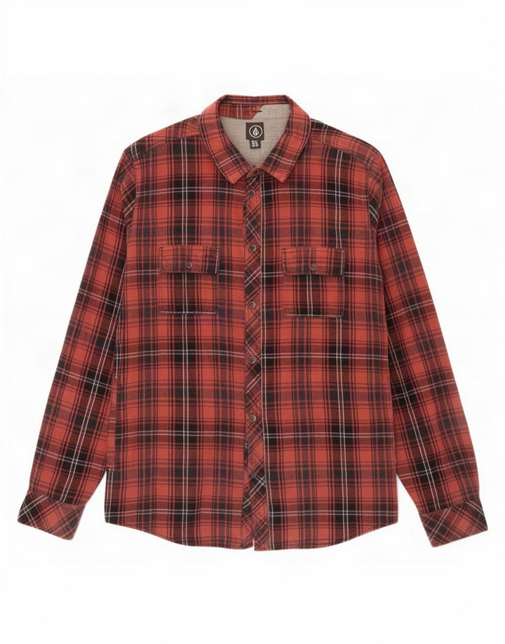 Camisa de franela Volcom Hombre XL Orange Check