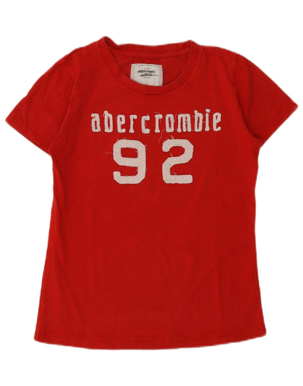 Abercrombie & Fitch Camiseta gráfica para mujer Top UK 12 Medium Red Cotton