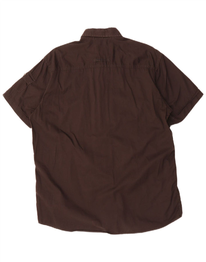 CAMEL ACTIVE Camisa de manga corta para hombre grande de algodón negro