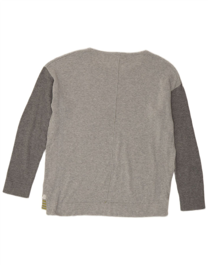 White Stuff Top extragrande para mujer, manga larga, talla 40, talla pequeña, color gris