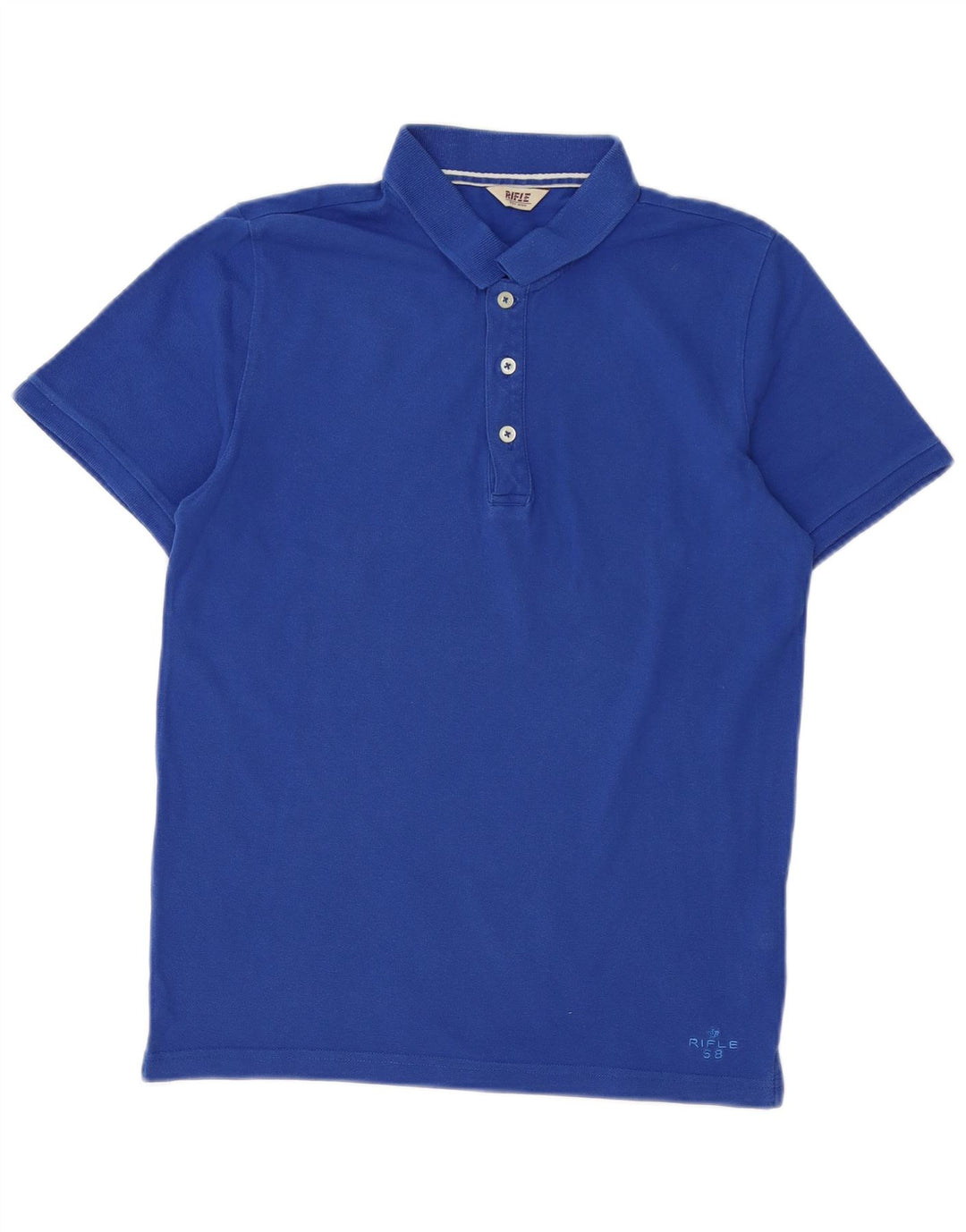 Polo Hombre Rifle Algodón Azul Medio
