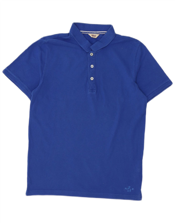 Polo Hombre Rifle Algodón Azul Medio