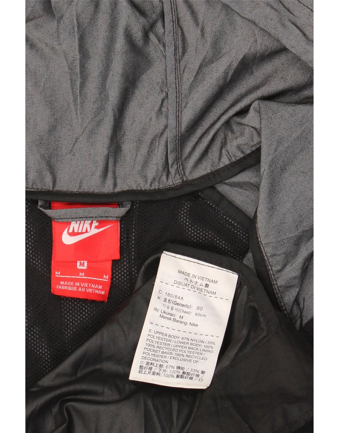 Nike Chaqueta impermeable con capucha para hombre UK 38 Medium Grey Colourblock Nylon