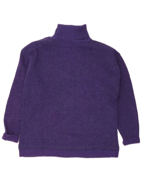 Maurice Abot Suéter tipo jersey con cuello vuelto para mujer UK 46 Grande Púrpura Geométrico