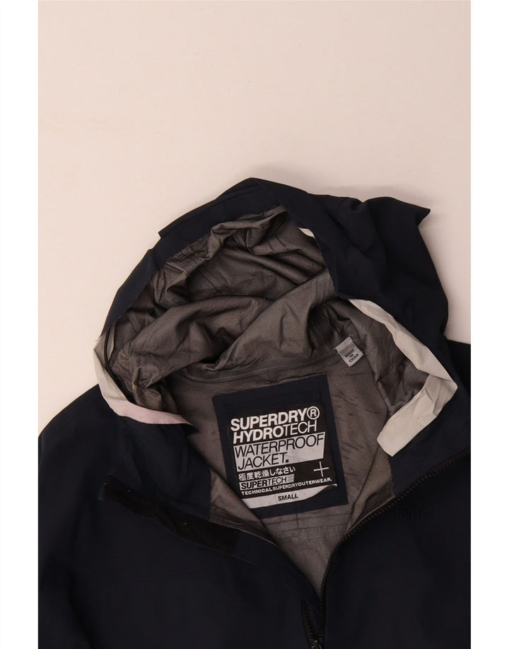 SUPERDRY Chaqueta impermeable con capucha para hombre UK 36 Small Azul marino Poliéster