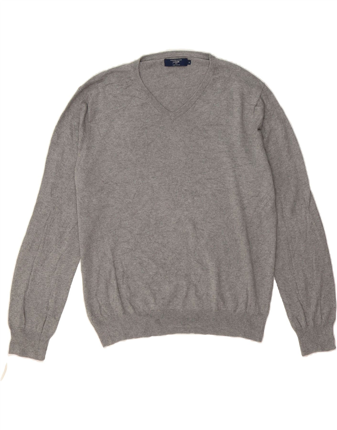 J. CREW Mens V-Neck Jumper Sweater XL Grey Cotton Vintage J. Crew and Second-Hand J. Crew from Messina Hembry 
