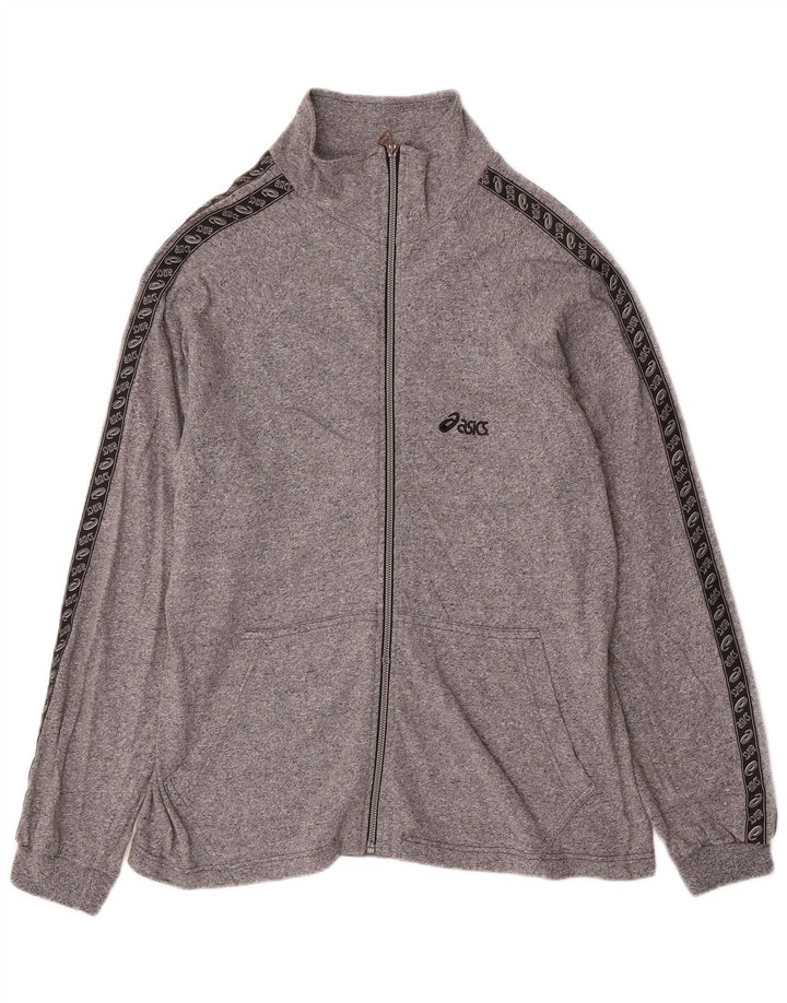 Asics Hombre Gráfico Chándal Top Chaqueta XL Gris Algodón Moteado
