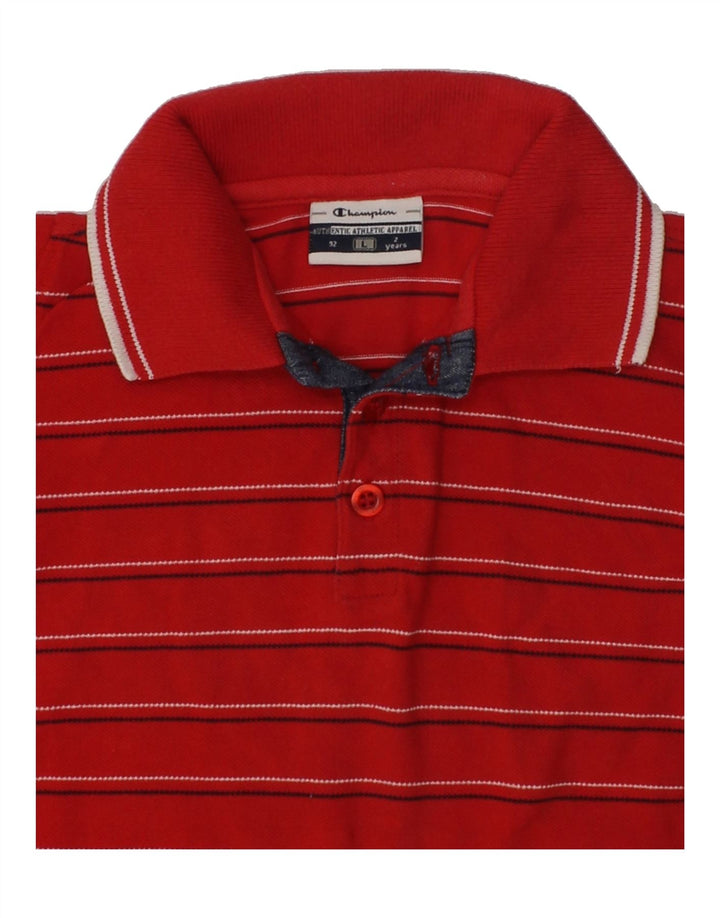 CHAMPION Baby Boys Polo Shirt 18-24 Months Red Striped Cotton | Vintage Champion | Thrift | Second-Hand Champion | Used Clothing | Messina Hembry 